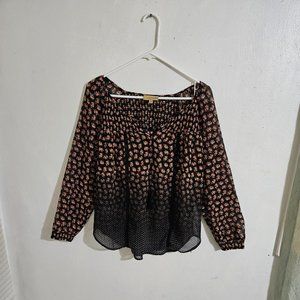 Princess Vera Wang Sheer Black with Flowers Floral Peasant Blouse